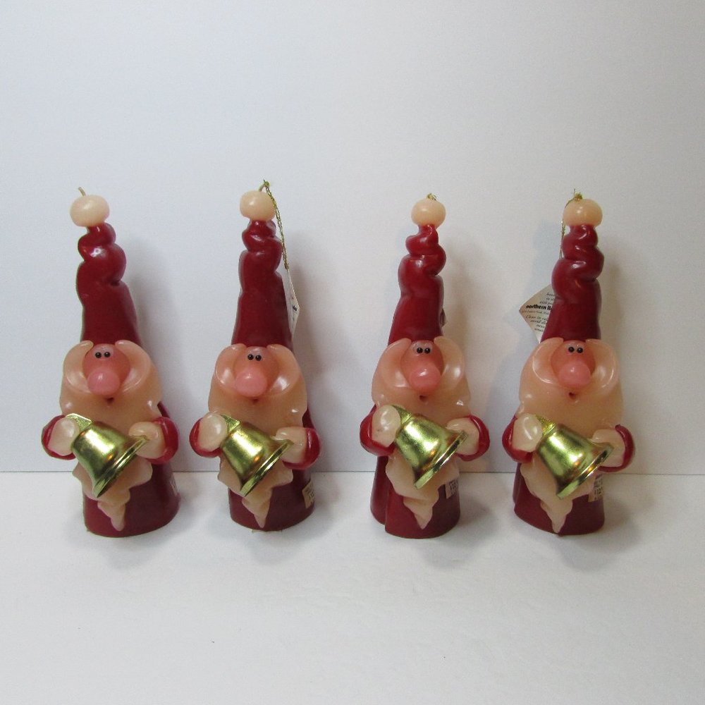 lot of 4 Northern Lights wax candles Santa wee wizard with bell artist signed